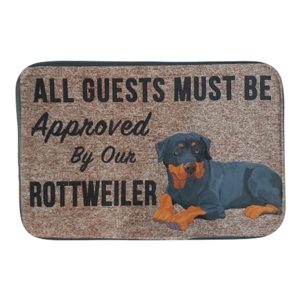 All Guests Must Be Approved By Our Rottweiler Doormat Indoor Mat 15.5x23 Inch